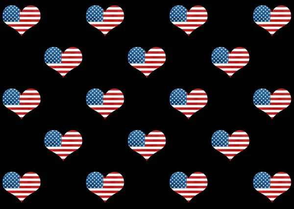 दिल के साथ अमेरिकी ध्वज पैटर्न . — स्टॉक फ़ोटो, इमेज