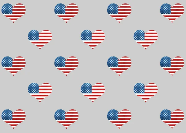 美国国旗图案与心. — 图库照片
