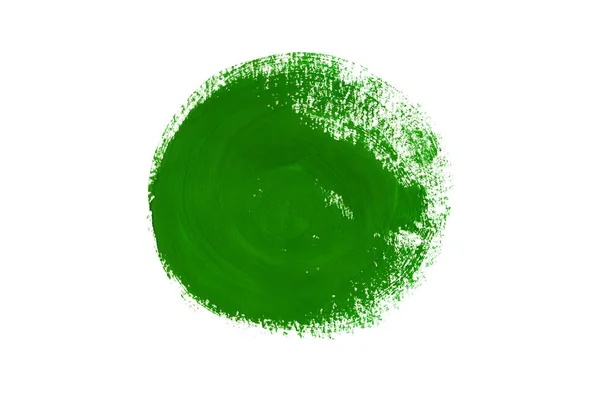 Groene gouache geschilderde cirkel geïsoleerd op witte achtergrond. — Stockfoto