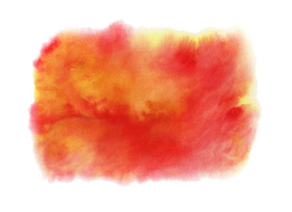 Tache aquarelle rouge, orange et jaune fond blanc . — Photo