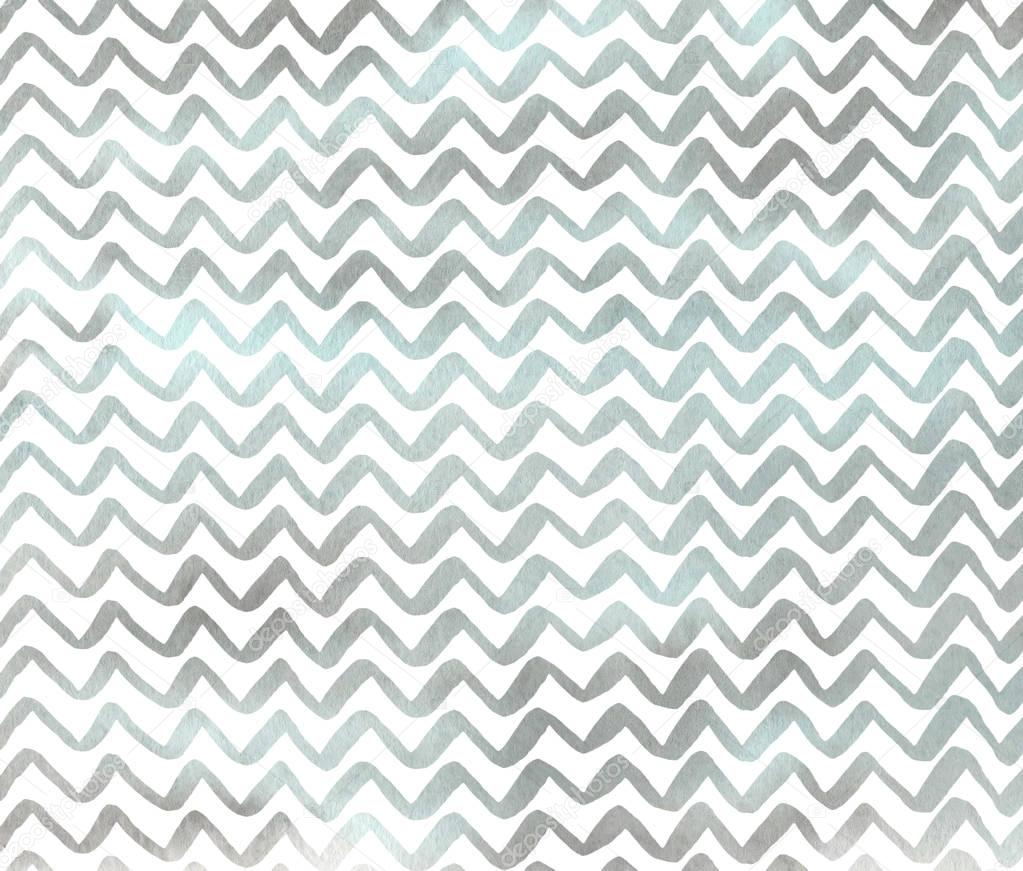 Watercolor blue and gray hand painted stripes background, chevron