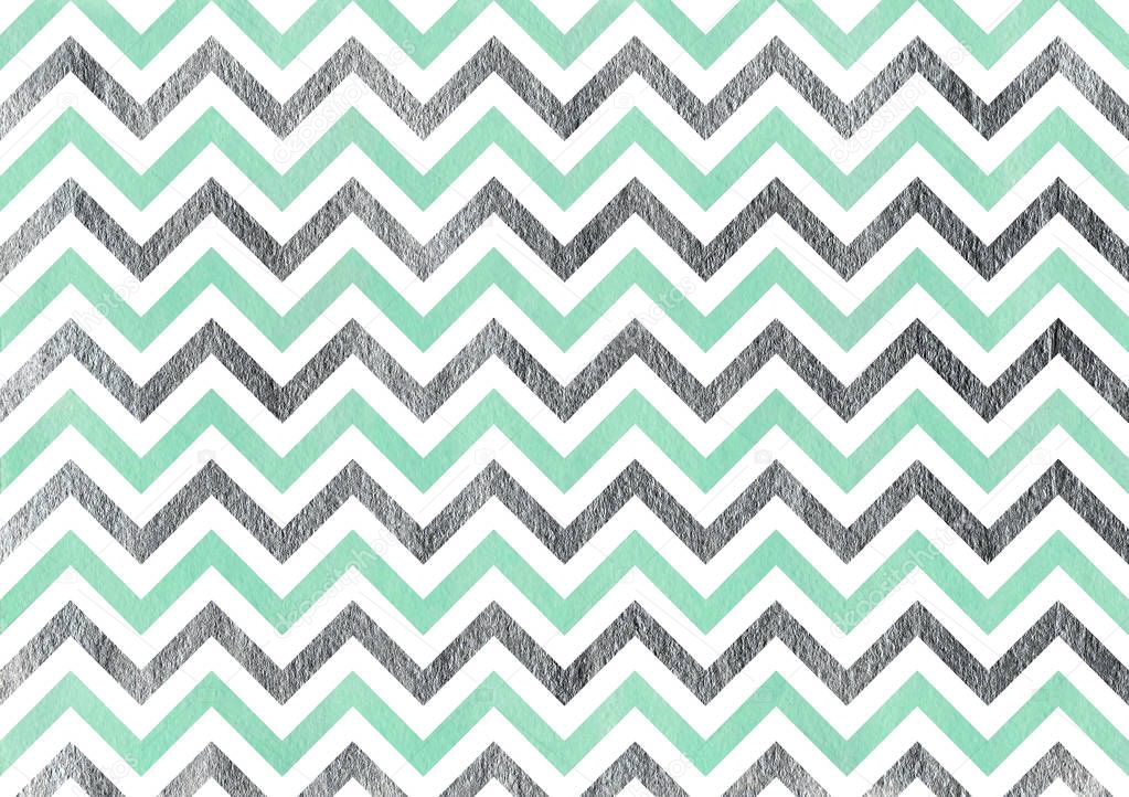 Watercolor stripes background, chevron.