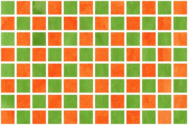 Акварельні помаранчеві та зелені квадрати — стокове фото