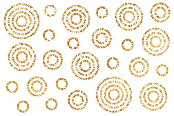 Golden painted abstract circles pattern.