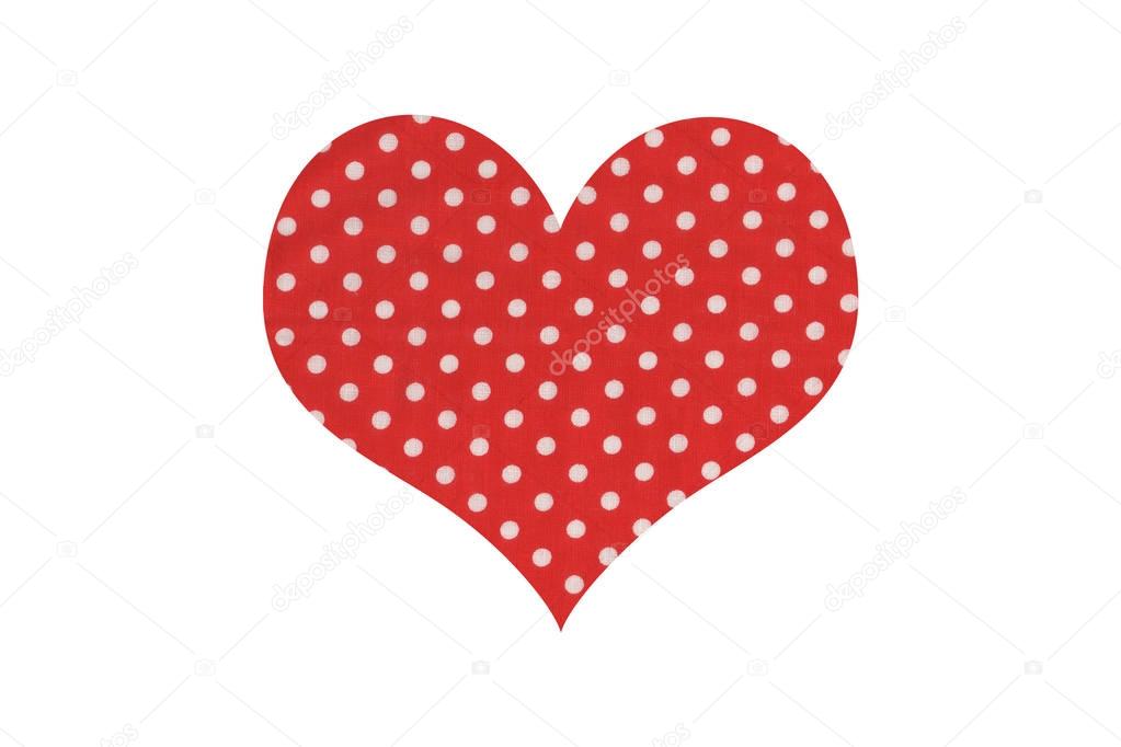 Red fabric polka dot heart.
