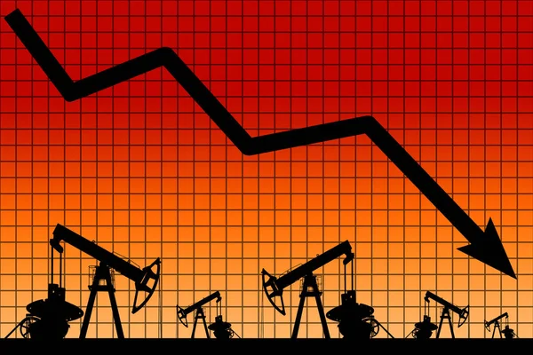 Crisi del prezzo del petrolio. Grafico di caduta del prezzo del petrolio . — Foto Stock