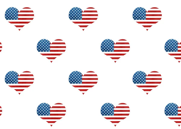 마음으로 미국 국기 패턴. — 스톡 사진