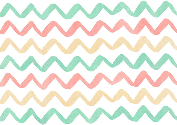 Watercolor stripes background, chevron.