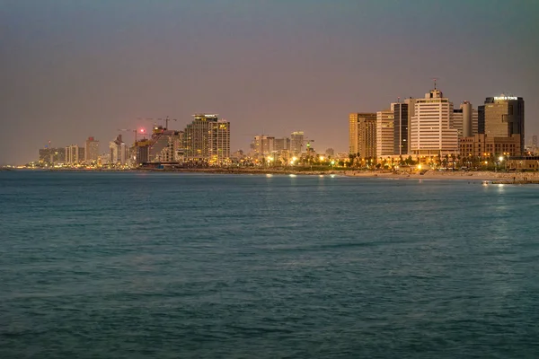 Tel Aviv. Night view from Jaffa. — Stock Photo, Image