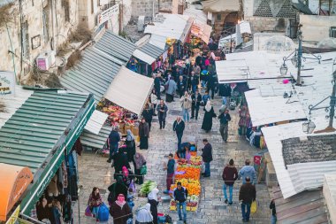 Kudüs'ün sokaklarda sokak hayatı.