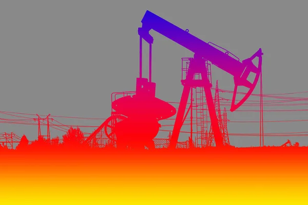 Silhouette of color oil pump. — Stock Photo, Image