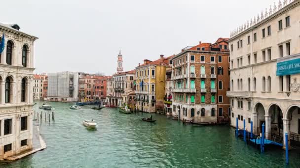 Venetië Italië Oktober 2019 Time Lapse Uitzicht Vanaf Rialtobrug Van — Stockvideo