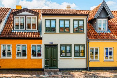 Danimarka 'nın Odense kentindeki renkli geleneksel evler