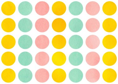 Beyaz zemin üzerine suluboya daireler.