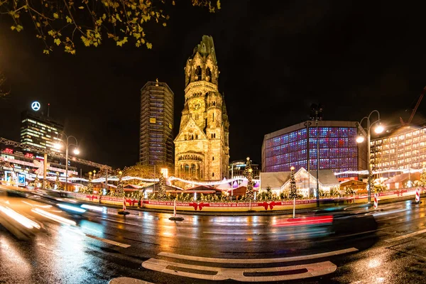Berlin Germany December 2019 Kaiser Wilhelm Church Berlin Night — Stock Photo, Image