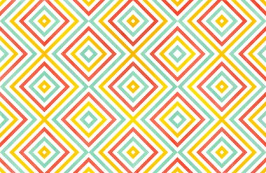 Somon pembesi, sarı ve deniz köpüğü mavi renklerinde suluboya geometrik desen. Moda tekstili, kumaş, arka plan için.