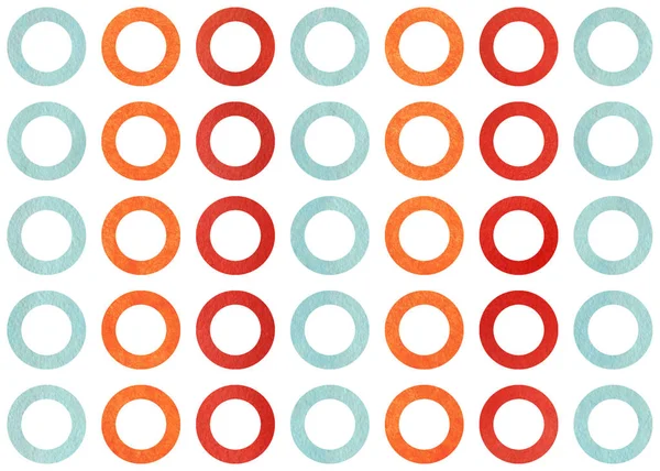 Watercolor Red Blue Orange Circles White Background — Stock Photo, Image