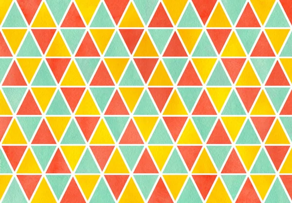 水彩サーモンピンク イエロー シーフォームブルーの三角形のパターン — ストック写真