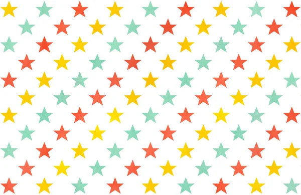 Padrão Aquarela Com Salmão Rosa Amarelo Azul Marinho Estrelas — Fotografia de Stock