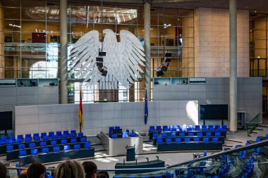 Berlin, Germany - December, 2019: Meeting place of the German parliament Bundestag in Reichstag Building in Berlin.