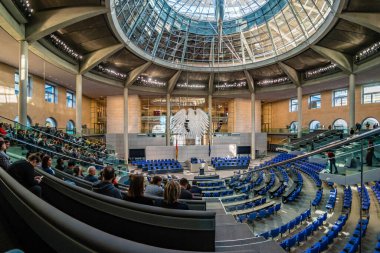 Berlin, Germany - December, 2019: Meeting place of the German parliament Bundestag in Reichstag Building in Berlin.