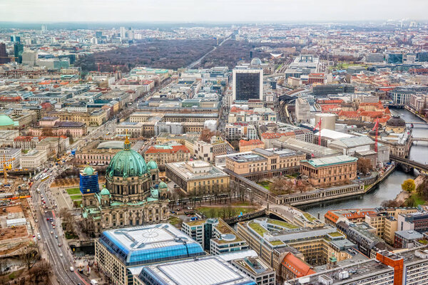 Aerial view of central Berlin from the top of TY tower.