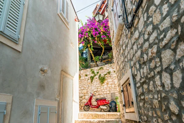 Rovinj Chorvatsko Říjen 2019 Koloběžka Opřená Zeď Rovinji Chorvatsko — Stock fotografie