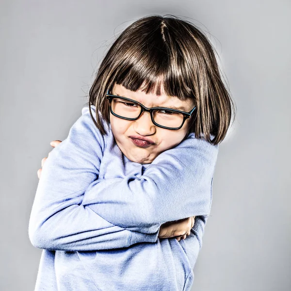 Pouting girl having mad tantrum, crossing her arms for disagreement — Stock Photo, Image