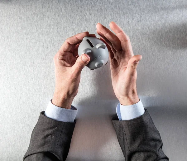 Closeup of businessman hands thinking about the concept of money — Stock Photo, Image