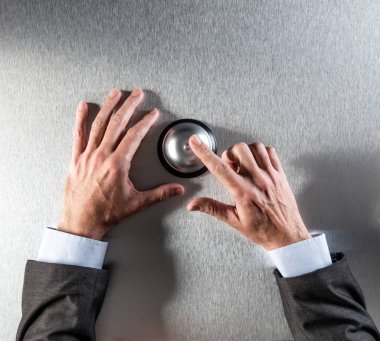 Anonim işadamı gerektiren Yardım, görünümünün üzerinde kopya alanı ellerini