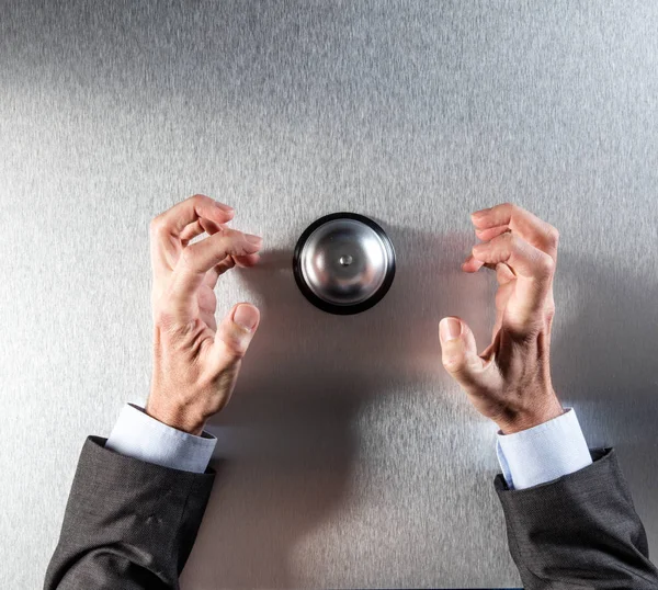 scared hand gesture of impatient businessman irritated by customer assistance