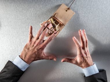 kurumsal açgözlülük ile nakit alıcı sürpriz işadamı kavramı