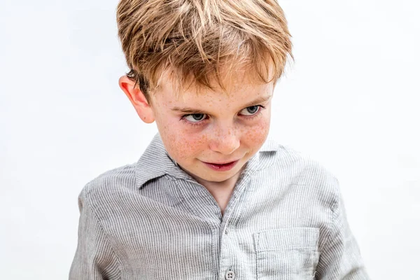 Cute beautiful child looking mischievous, thinking with fun imagination — Stock Photo, Image