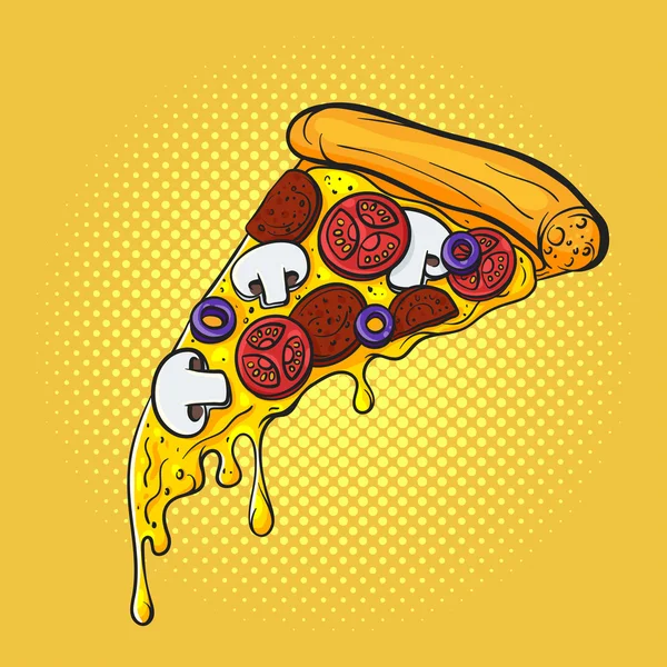 Wektor ręcznie rysowane pop art ilustracji pizzy. Fast food. — Wektor stockowy
