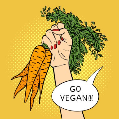 Vektör el havuç ile pop art illüstrasyon el çizilmiş. 