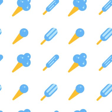 Vektör düz stil dondurma ile basit dikişsiz desen