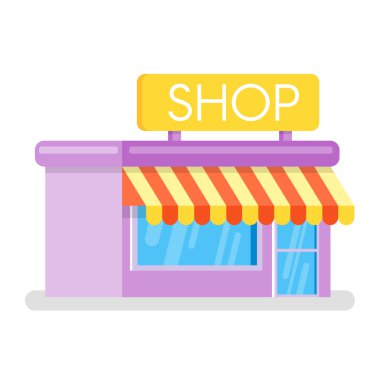 Dükkanın düz stil illüstrasyon. Web simgesi.