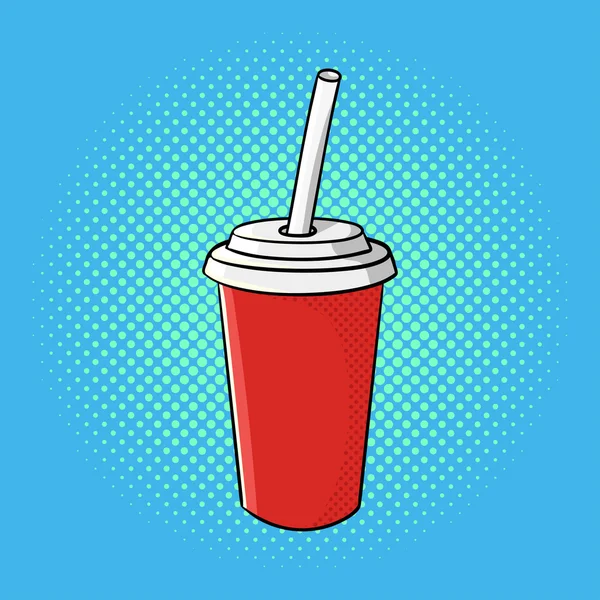Vektor hand dras popkonst illustration av soda Cup. — Stock vektor