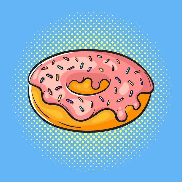 Vektor handgezeichnete Pop Art Illustration von Donut. Fast Food. — Stockvektor