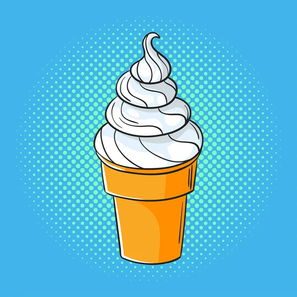 Vector hand drawn pop art illustration of ice cream. — Stock Vector