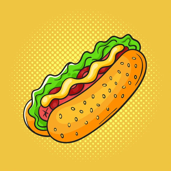 Vector mão desenhada pop arte ilustração de sanduíche . —  Vetores de Stock