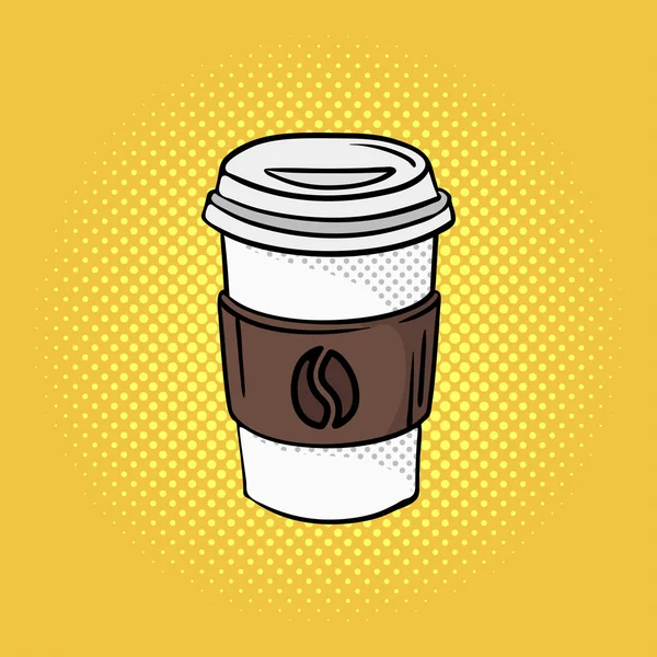 Vector hand drawn pop art illustration of coffee on the go. — Stock Vector