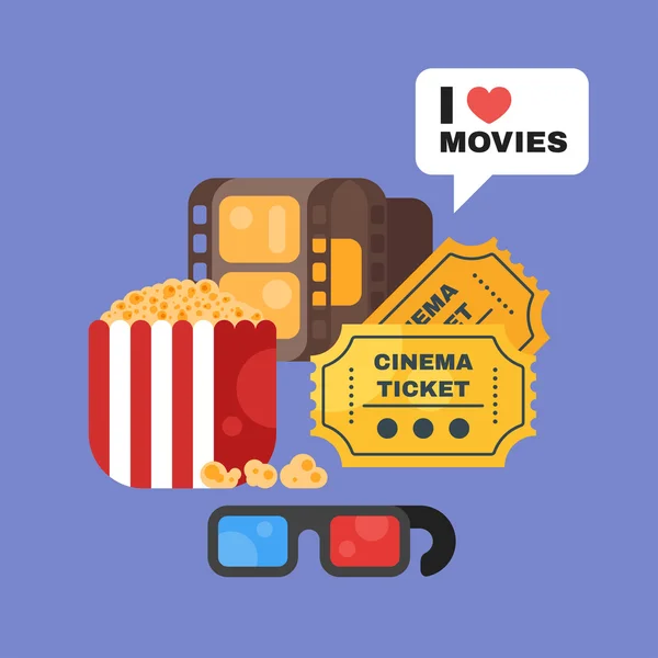 Conjunto de estilo plano vetorial de ícone de cinema antigo para filmes online . —  Vetores de Stock