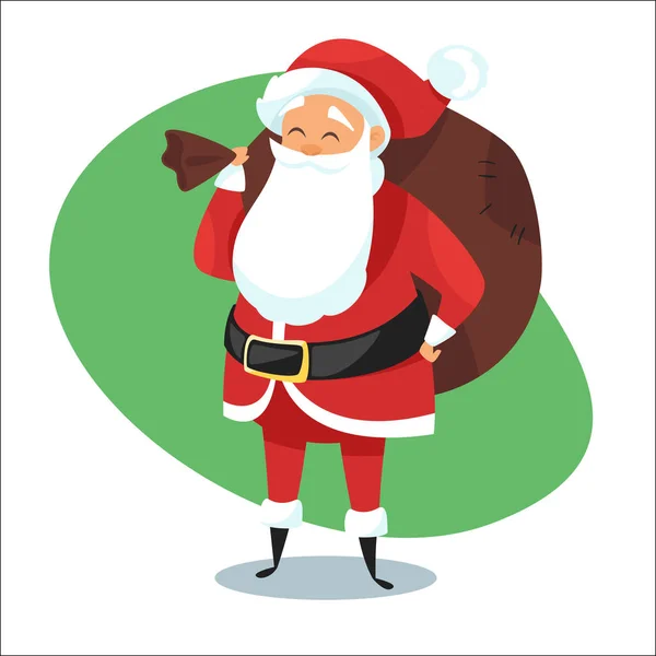 Illustration av Santa med påse med presenter. — Stock vektor