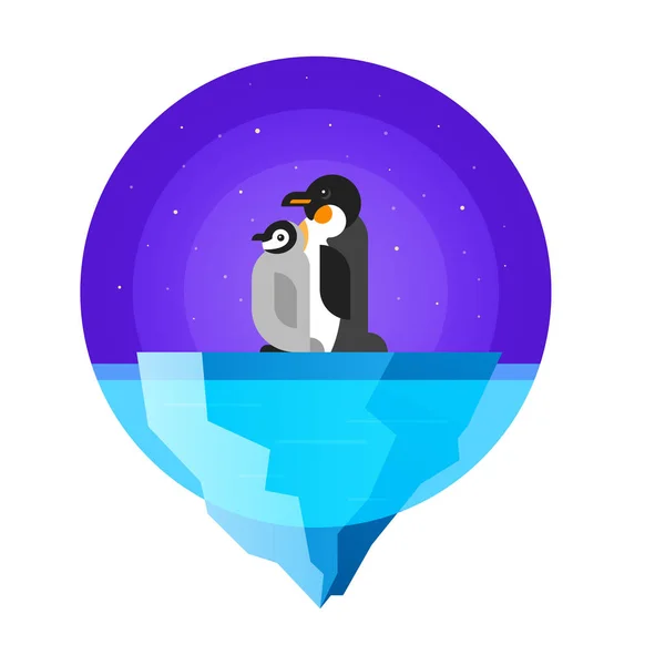 Illustration vectorielle de style plat de pingouins. Isolé sur fond blanc . — Image vectorielle