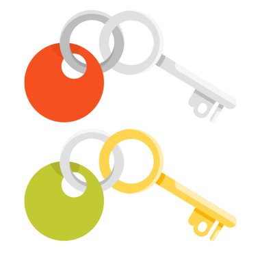 Vektör düz stil çizim altın ve metal anahtarlar.