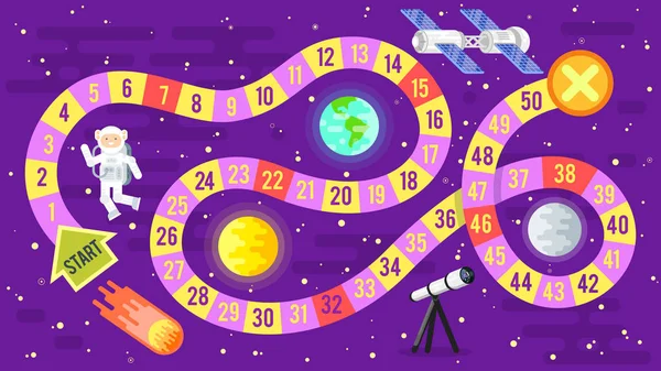 Illustratie van de kinderen wetenschap en ruimtevaart bordspel. — Stockvector