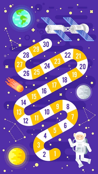 Illustration of kids science and space board game — Stock Vector