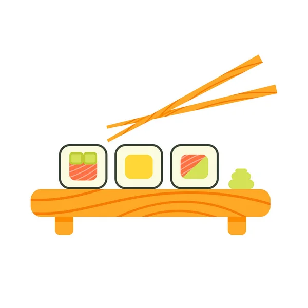 Vector flat style illustration of sushi. — Stock Vector
