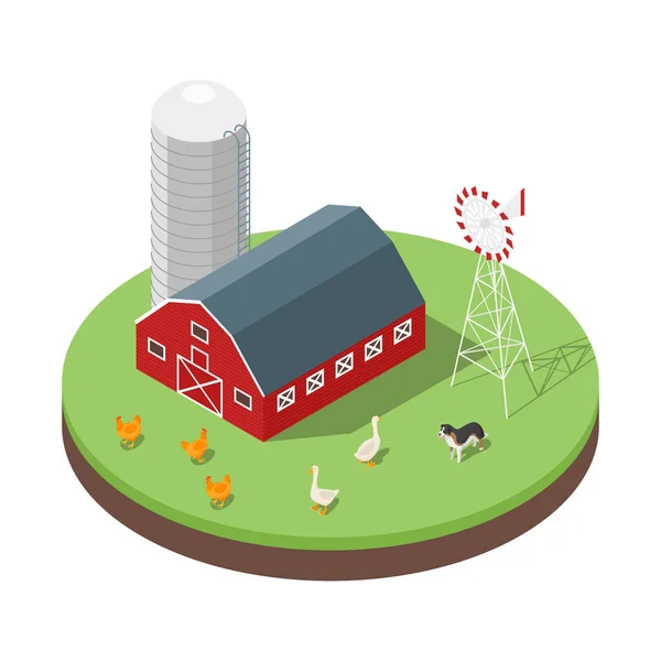 3d izometrikus vector farm illusztrációja. — Stock Vector